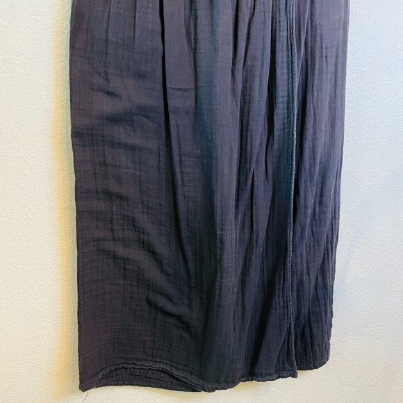 Eastern Serenity Black Gauzy Cotton Wide Leg Faux Wrap Cropped Pants | XL - Picture 2 of 8